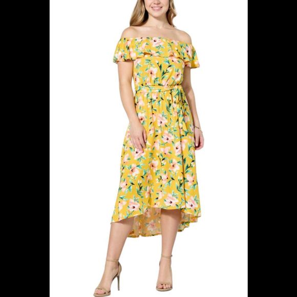 C Wonder by Christian Siriano Off Shoulder Flounce Dress Marigold - Regular - Picture 1 of 1